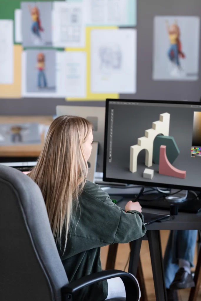 young woman working